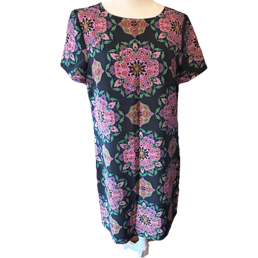 J. CREW Navy Purple Green & Orange Pattern Shift Dress | Size 4‎